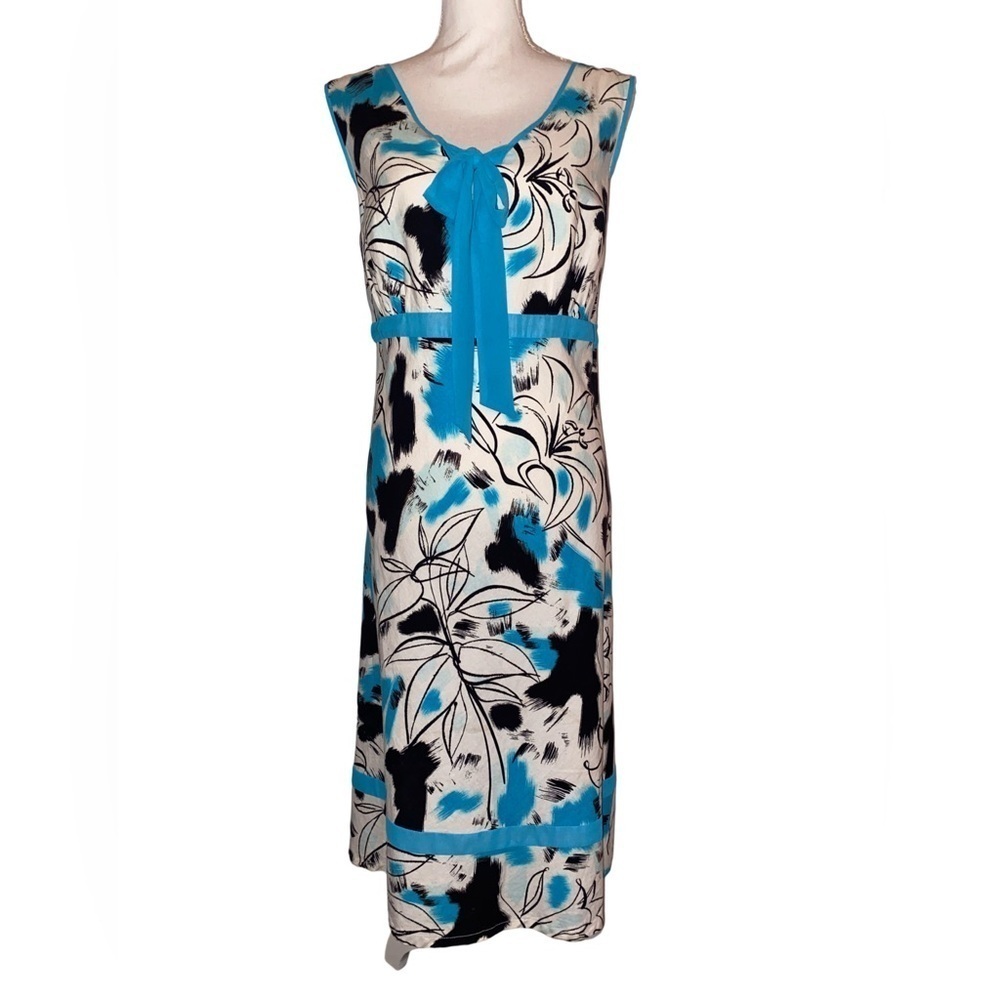 CATO Sleeveless Summer Dress White, Black & Turquoise in SZ 18W